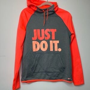 Nike S Therma Fit Hoodie Womens Loose Fit Just Do It Logo Neon Orange